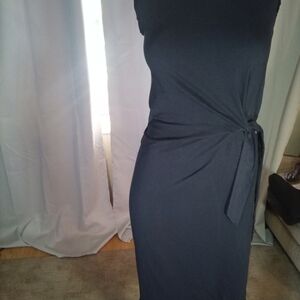 Mango Gray Ruched Tie Front Sheath Dress